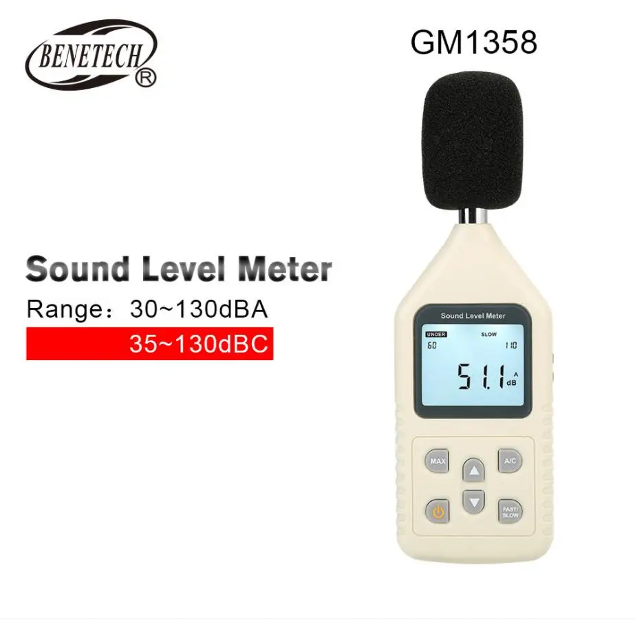 Цифровой Звуковой Измеритель Benetech digital sonometros sound аудио тестер gm1358 диапазон