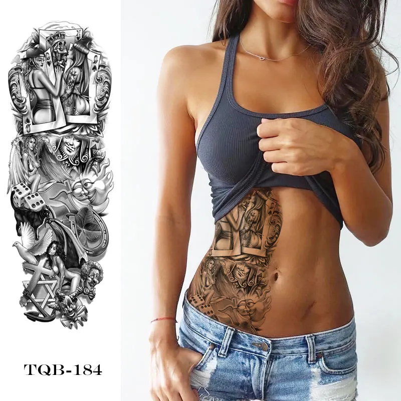 Рукав Татуировка тигр череп водостойкая временная татуировка наклейка Бог