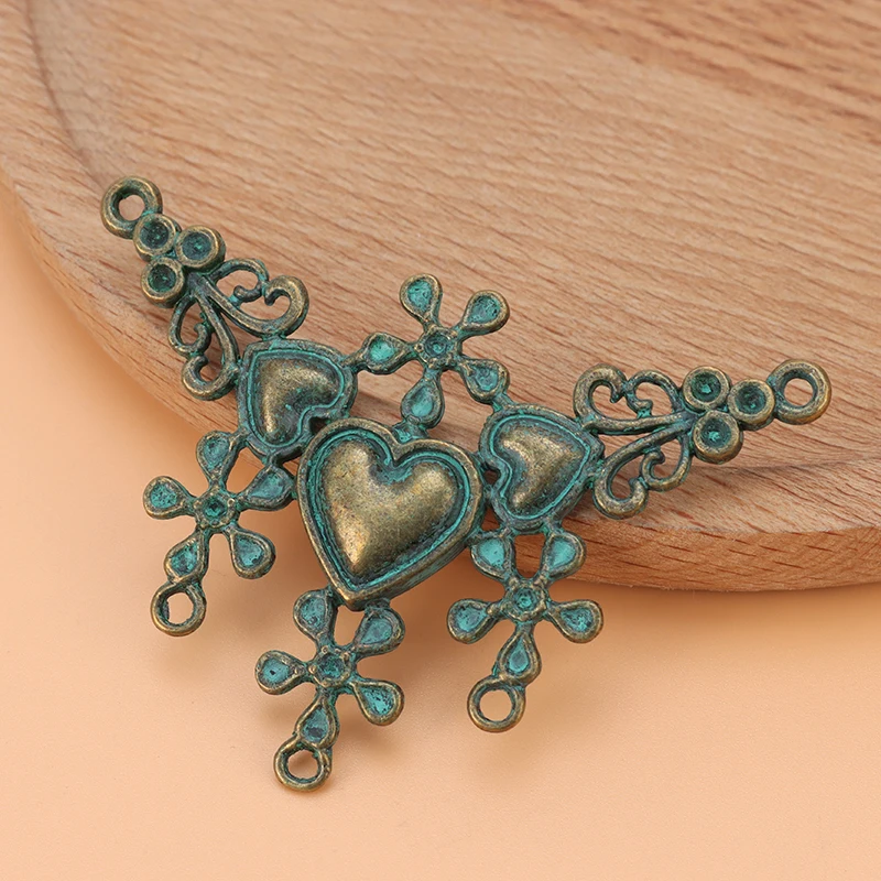

5pcs/Lot Patina Large Tribal Ethnic Boho Heart Flower Connector Charms Pendants for Necklace Jewelry Making Findings Accessories
