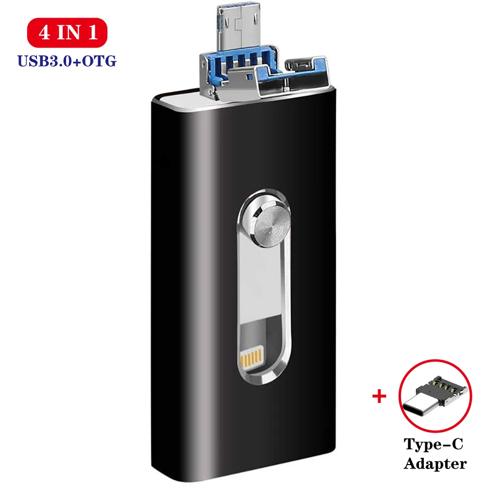 USB флеш-накопитель 4 в 1 OTG 256 ГБ 128 высокоскоростная Usb-флешка 3 0 64 32 для смартфона