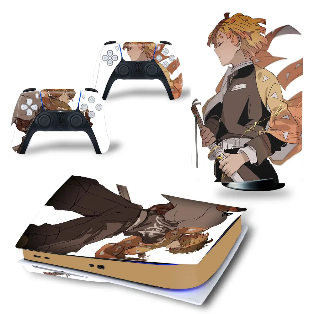 Anime Demon Slayer PS5 Disk Standard Disc Edition Skin Sticker Decal Cover for PlayStation 5 Console Controllers | Электроника