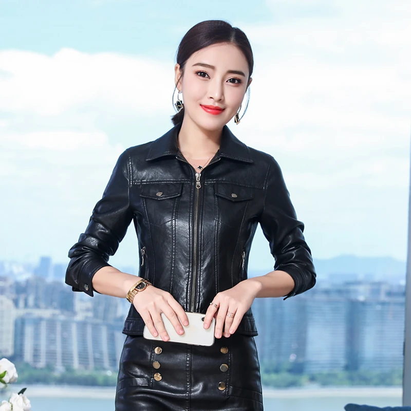 Женская короткая осенняя куртка из искусственной кожи Зимняя Толстая Мягкая