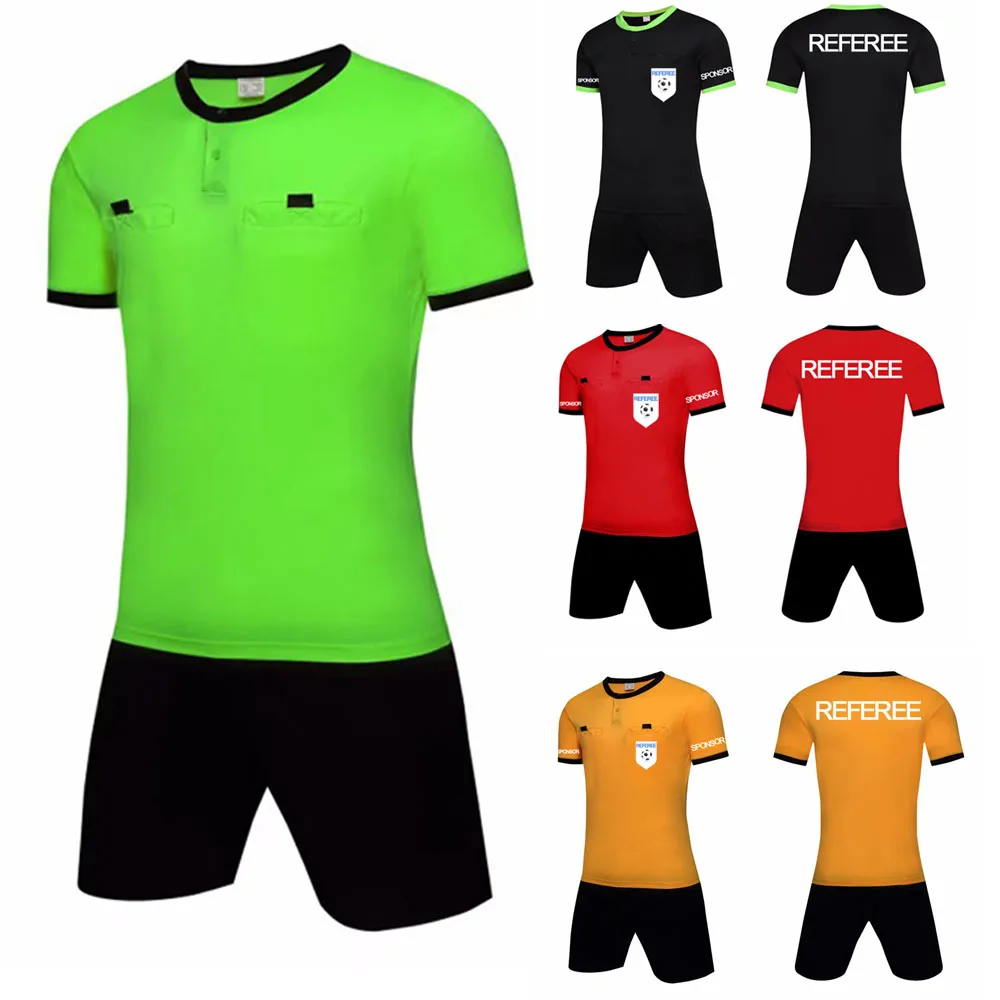 Мужская футболка рефери профессиональный костюм для футбольного шорты