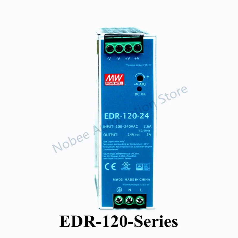 Бренд Mean Well представляет EDR 120 серии meanwell 12V 24V 48V DC 120w один Выход промышленные на din