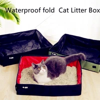 portable cat litter box with cover foldable waterproof large size outdoor pet travel simple toilet waterproof outdoor foldable