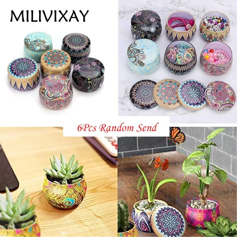 MILIVIXAY 6 шт. богемная ретро круглая жестяная коробка чай конфеты ювелирная монета