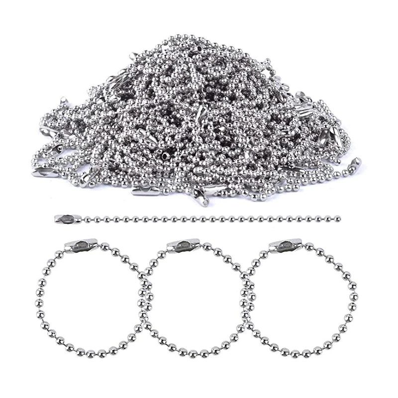 

100pcs Dia 2.4mm Beaded Ball Chain Bulk Jewelry Beaded Roller Chain with Matching Connectors for DIY Jewelry Making Supplies