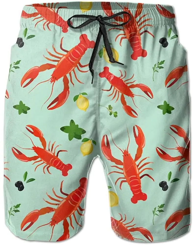 

Board Shorts Red Lobster Men's Quick Dry Swim Trunks Beach Shorts