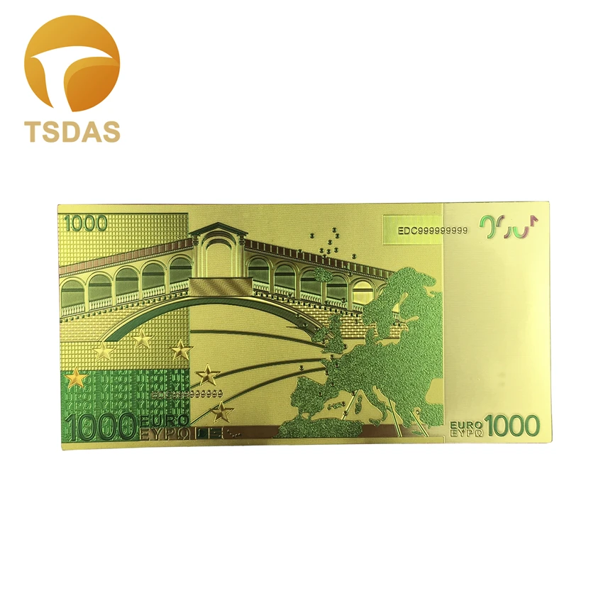 300 шт./лот 24K позолоченный 1000 Банкноты евро с высоким качеством кредитки