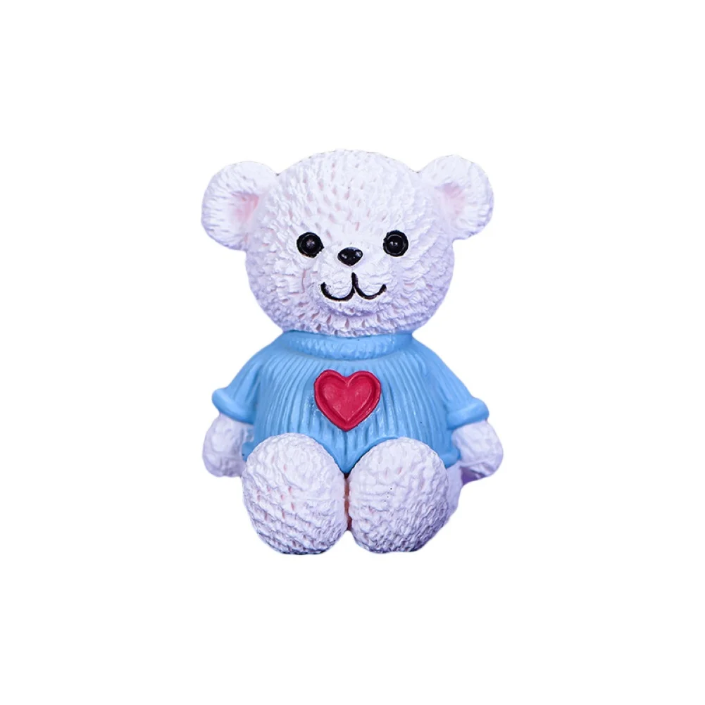 

4Pcs Heart Teddy Bear Model Figurine Micro Landscape Bonsai Ornament Home Decor