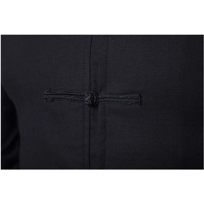 Helisopus Chinese Traditional Male Tang Suit Spring Men's Long Sleeve Linen Shirt Solid Color Mandarin Collar Casual Shirts | Мужская