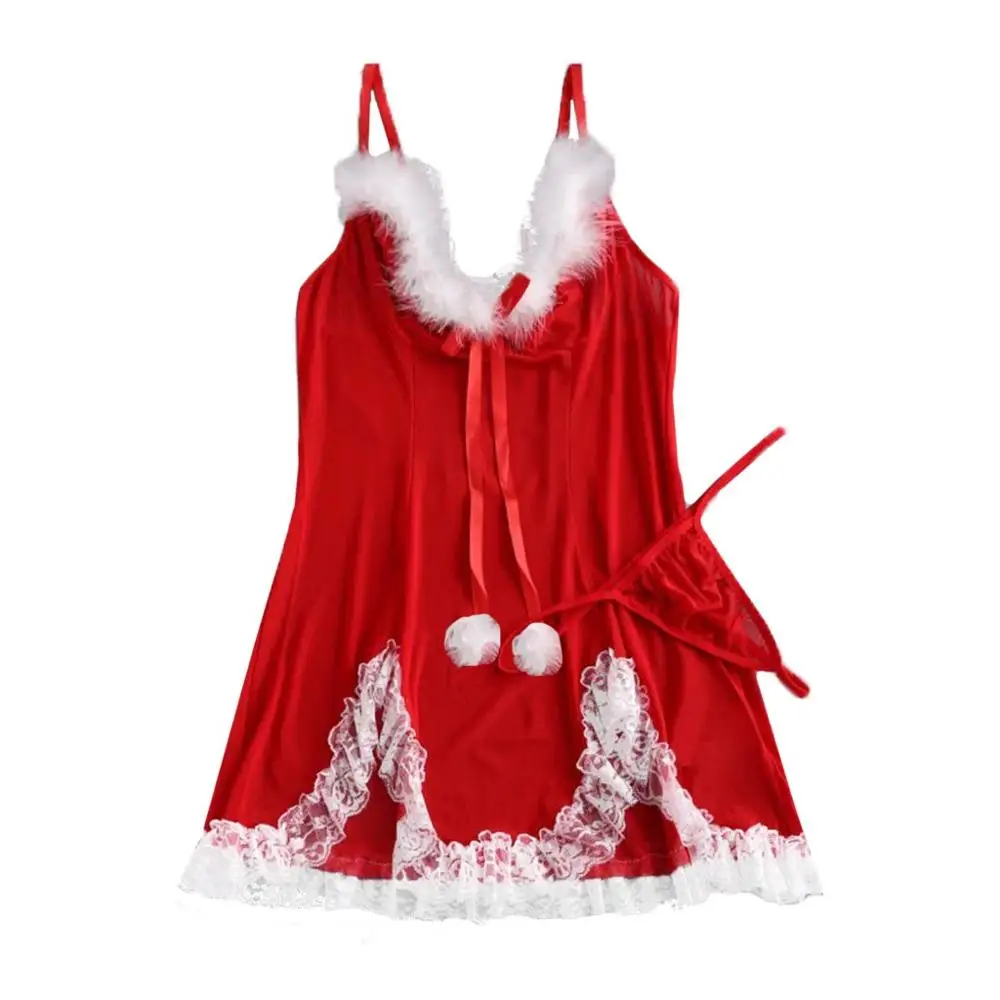 Горячая Распродажа женское нижнее белье сексуальное красное Miss Santa Babydoll