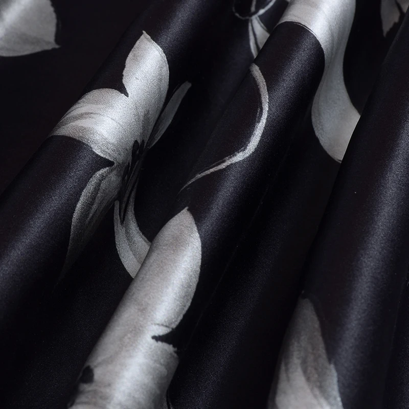 HYSK Тюль шелковая атласная ткань на заказ Королевский цветочный цифровой принт