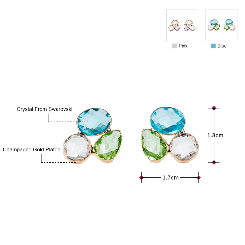 Женские серьги гвоздики с австрийским кристаллом Neoglory модные ювелирные изделия