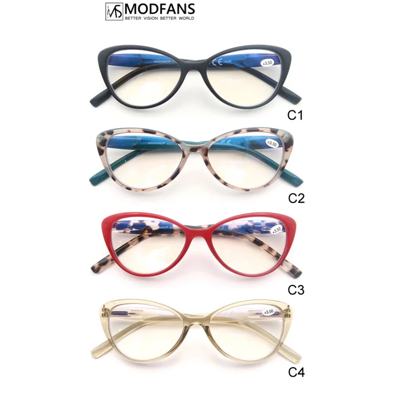 

MODFANS Anti Blue Light Blocking Glasses,Multifocal Reading Glasses,Cat Eye Oval Frame,Durable Spring HInge,for Women Readers