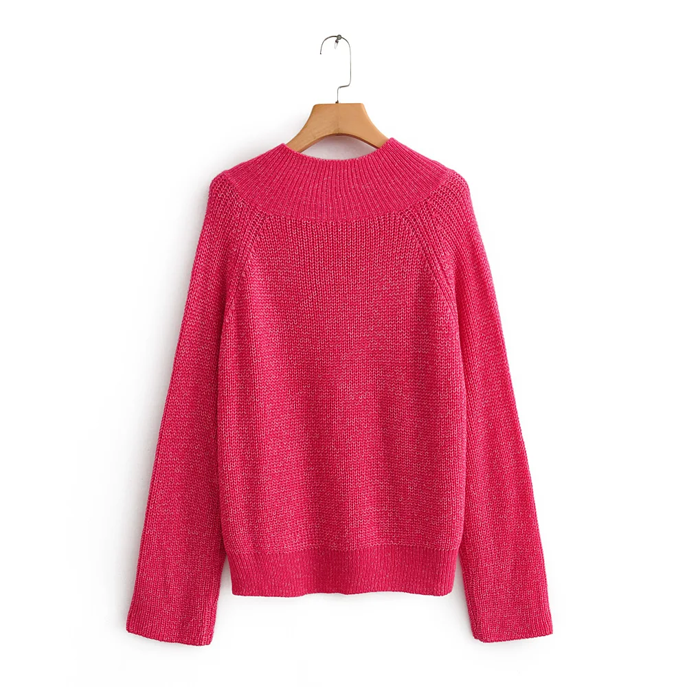 Осень 2019 женские пуловеры в минималистичном стиле с длинным рукавом реглан и