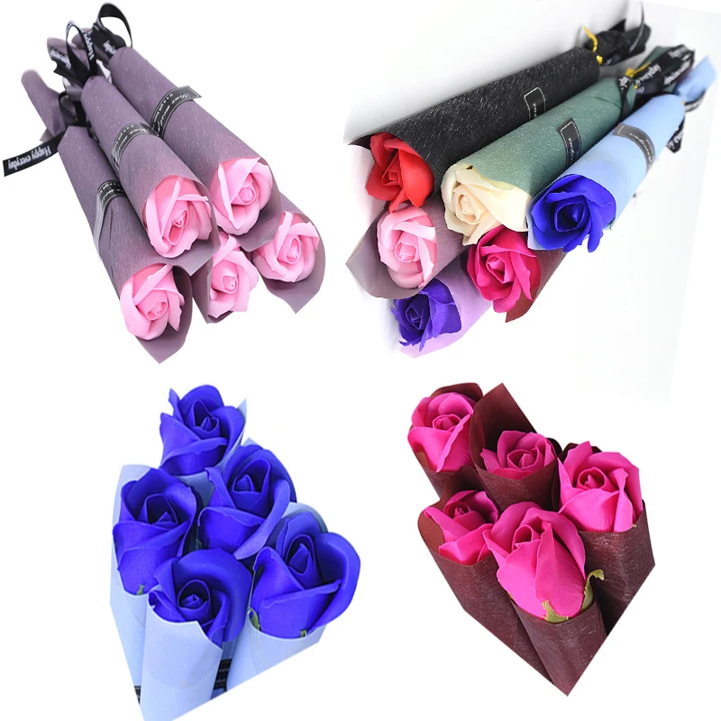 

5PcsBath Body Rose Flower For Wedding Valentine'S Day Gift Floral Soap Scented Fragrance Holding Flower Decoration Party Favors