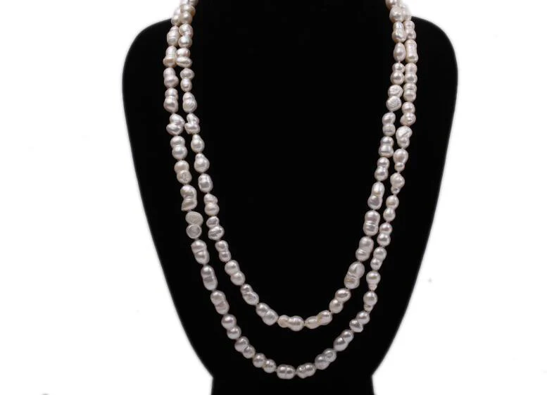 

60cm 24'' 2 strands 15mm bright white baroque double pearl necklace natural freshwater pearl Woman Jewelry 35cm 14'' 43cm 17''