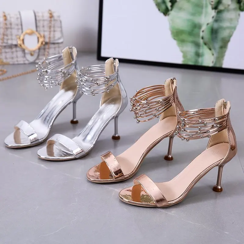 

High-heeled shoes 2020 summer new fine-heeled open-toe high-heeled sandals female fashion wild word with Roman sandals Z981