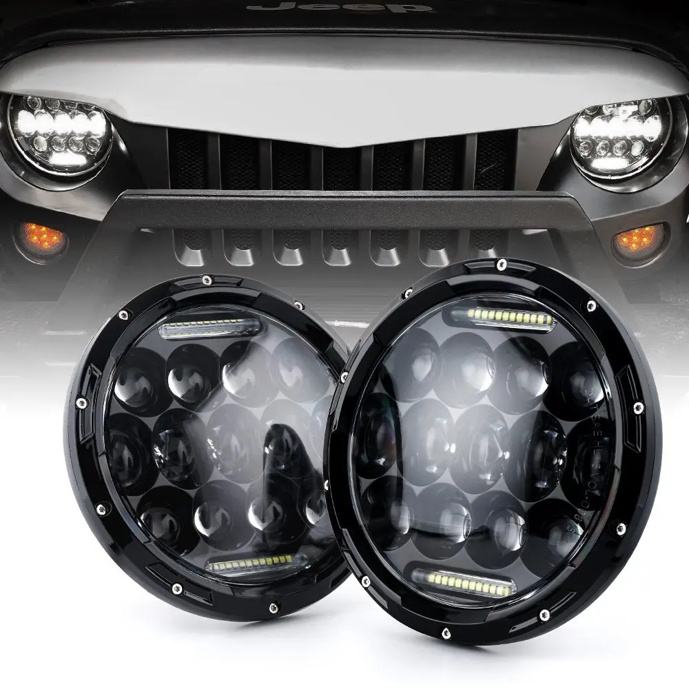 2шт 7 дюймов круглые светодиодные фары дальнего ближнего света DC12v 24v для Wrangler Lada 4x4