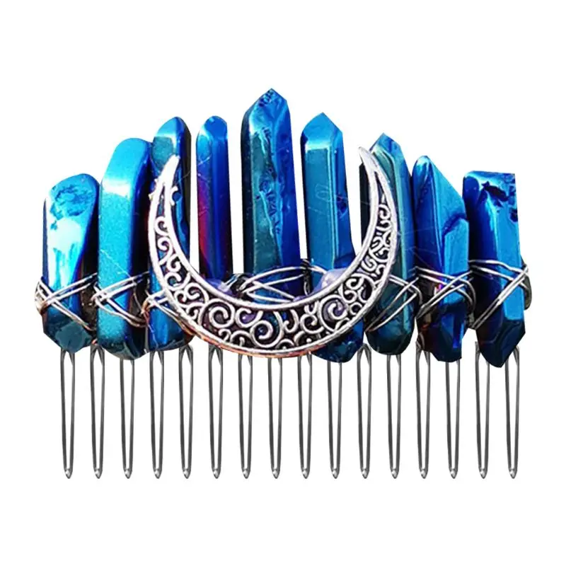 

Градиент радуги искусственный необработанный Кристалл гребень для волос Ангел Аура Свадебные Заколки для невесты