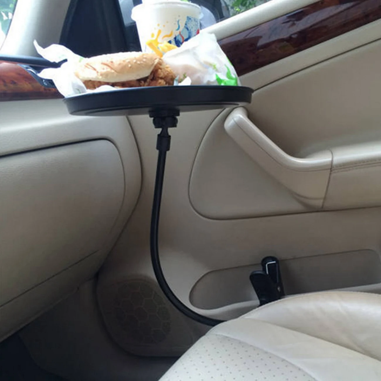 

Car Food Tray Desk 360 Degree Adjustable Snack Tray NonSlip Travel Little Tray for Drink Beverage Auto Bracke Parts Accessories
