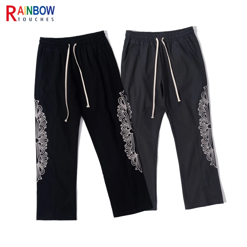 Rainbowtouches Fashion Classic Brand Mens Pants High Street Bandana Pattern Long Trousers Loose Straight Vintage Style Wide Legs