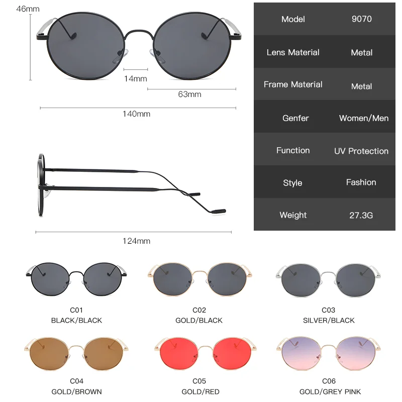 

Retro Small Round Sunglasses Women Vintage Brand Black Shades Metal Sun Glasses For Ladies Summer Style Eyeglasses Gafas de sol