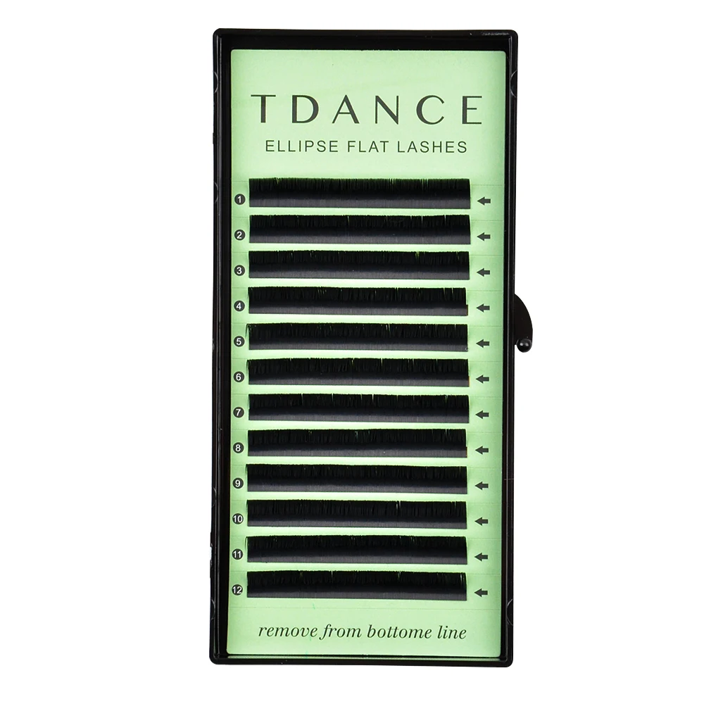 TDANCE 10 лотков/лот наращивания ресниц в виде плоского эллипса ресницы матовой