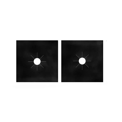 2 x black ERMAKOVA 2/4 шт крышка горелки для плиты с антипригарным покрытием многоразовые газовые горелки Лайнер протектор термостойкий газовый диапазон протектор - Цвет: 2 x black
