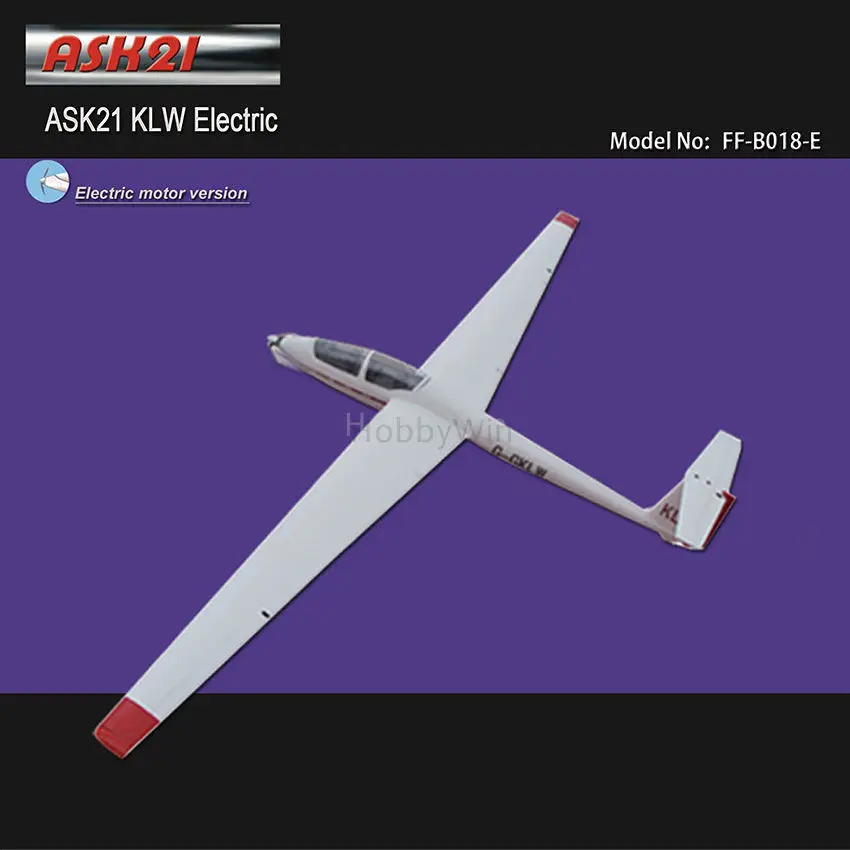 ASK-21 KLW Электрический планер 2600 мм из стекловолокна и деревянные крылья RC модель самолета