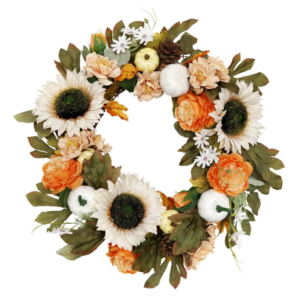 

Искусственный венок, украшения для Хэллоуина, искусственный цветок, настенный подвесной кулон для собрания, фестиваля, 45 см, дверная вешалк...