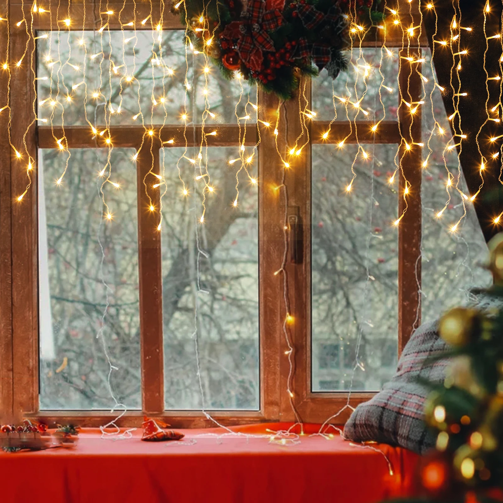 

5M New Year's Garland Outdoor Christmas Light Curtain Icicle Light Droop 0.4-0.6m Garland Curtain Outdoor Christmas Decoration