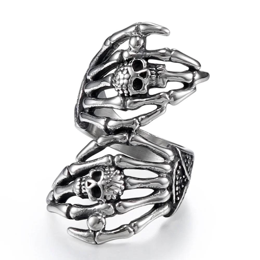 Кольцо из нержавеющей стали с двойным призраком в стиле ретро|Кольца| |