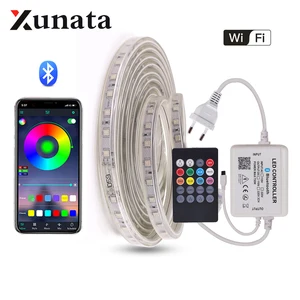Светодиодная лента 5050 RGB с евровилкой, 220 В, 240 в, водонепроницаемая, Wi-Fi, Bluetooth, управление белымтеплым белым светом, 60 светодисветодиодный, sm, гибкая лента светодиодный светодиодсветильник Па