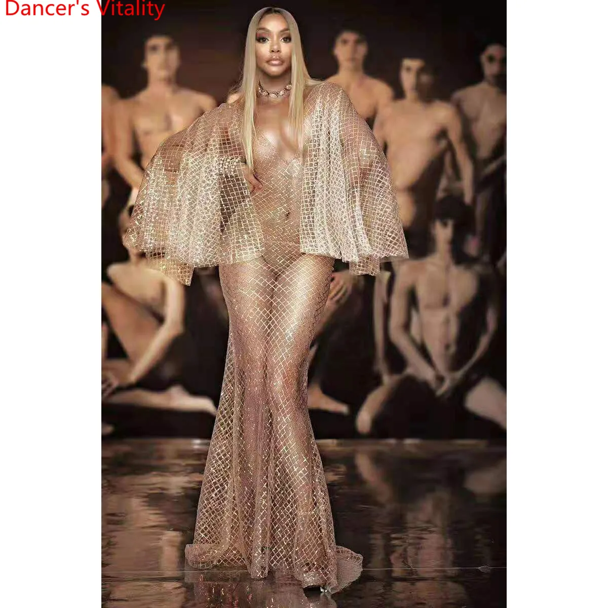 Ведущий певец DJ DS Pole Jazz Dance Sequin пикантный перспективный стрейчевый облегающий