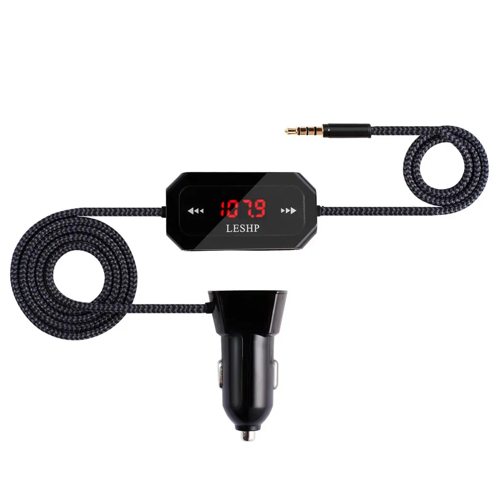 

Leshp Wireless Fm Transmitter Radio Car Kit For Smart Phones Bundle With 3.5Mm Audio Plug And Car Charger
