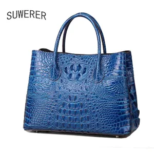 suwerer new women luxury designer handbag genuine leather women bags designer crocodile pattern handbag fashion womens handbags free global shipping