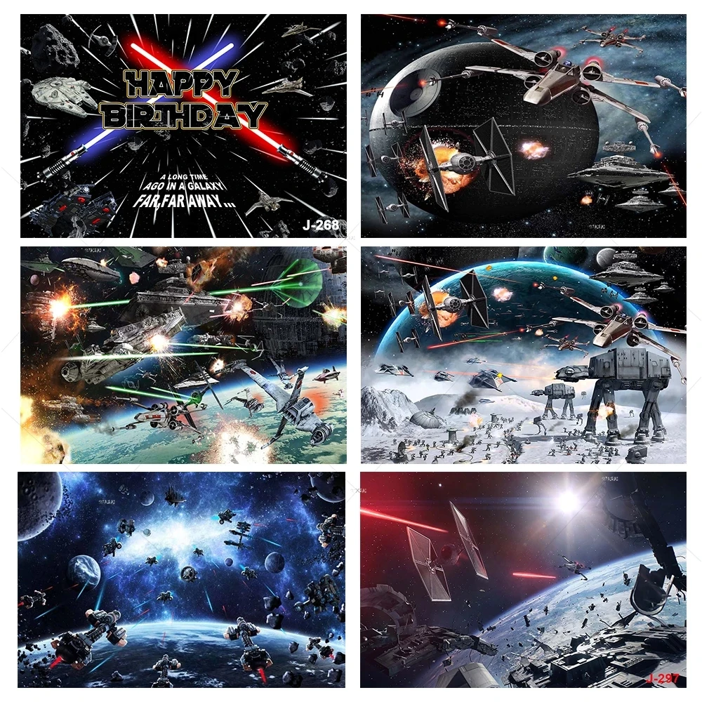 

Outer Space Planet Theme Birthday Party Backdrop Boy Galaxy Univer Satellite Wars Spaceship Battle Photography Background Decor