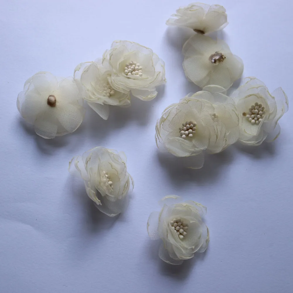 Цветочные нашивки для одежды разноцветные шифоновые 10 шт./лот | Дом и сад