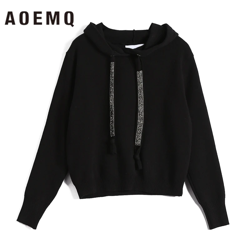 AOEMQ Повседневный свитер 4 однотонных цвета осенний спортивный с капюшоном
