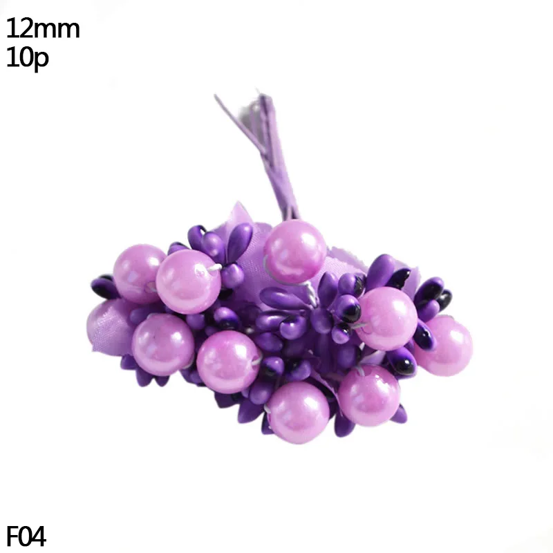 F04-10pcs purple 10/20 Вт, 30 Вт, 50 шт. фиолетовый искусственная тычинка цветы вишни ягоды букет, свадьбы, Рождества, украшение венок DIY аксессуары - Цвет: F04-10pcs purple