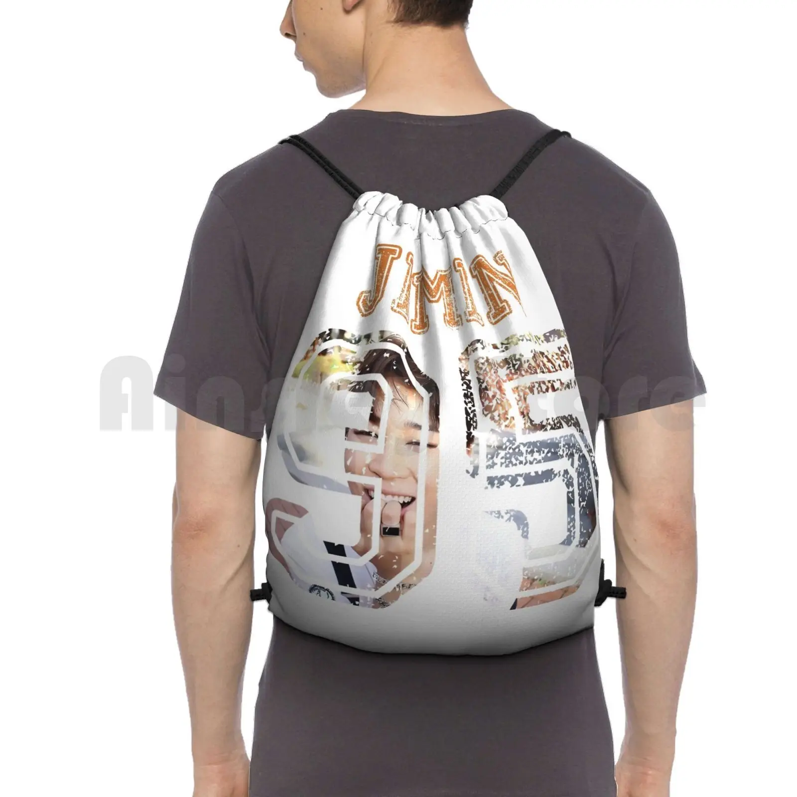

Jimin Backpack Drawstring Bags Gym Bag Waterproof Boys Kpop Hallyu Hip Hop Hiphop Music Korean Park Jimin Jimin