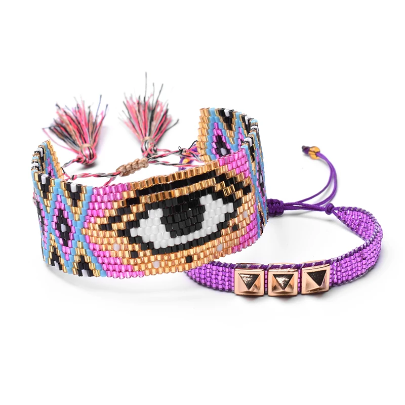 

SHINUS BOHO Fashion Big Eye Pulseras MIYUKI Delica Beads Bracelets Joyeria Multi Layer Lucky Eye Jewelry Crystal Tassel Bracelet