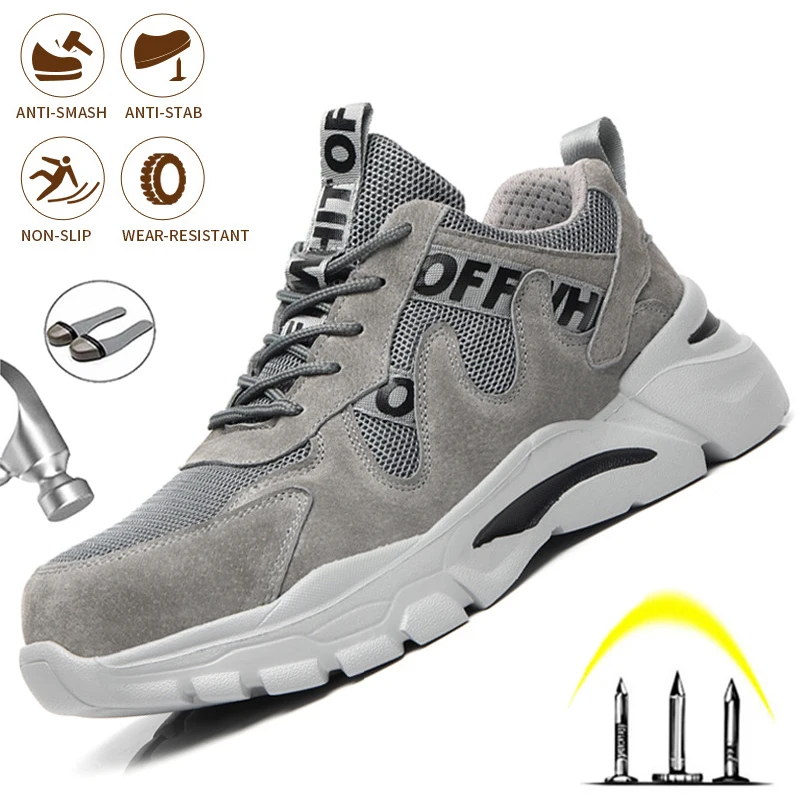 

Workplace Indestructible Safety Shoes Breathable With Steel Toe Anti-puncture Work Boots Men's Outdoor Comfortable Sneakers