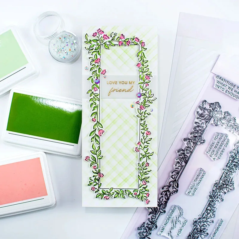 Невероятные благодарственные цветочные заметки набор прозрачных штампов