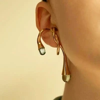 2020 new design water drop transparent crystal gold earrings simple twist metal wire womens earrings party