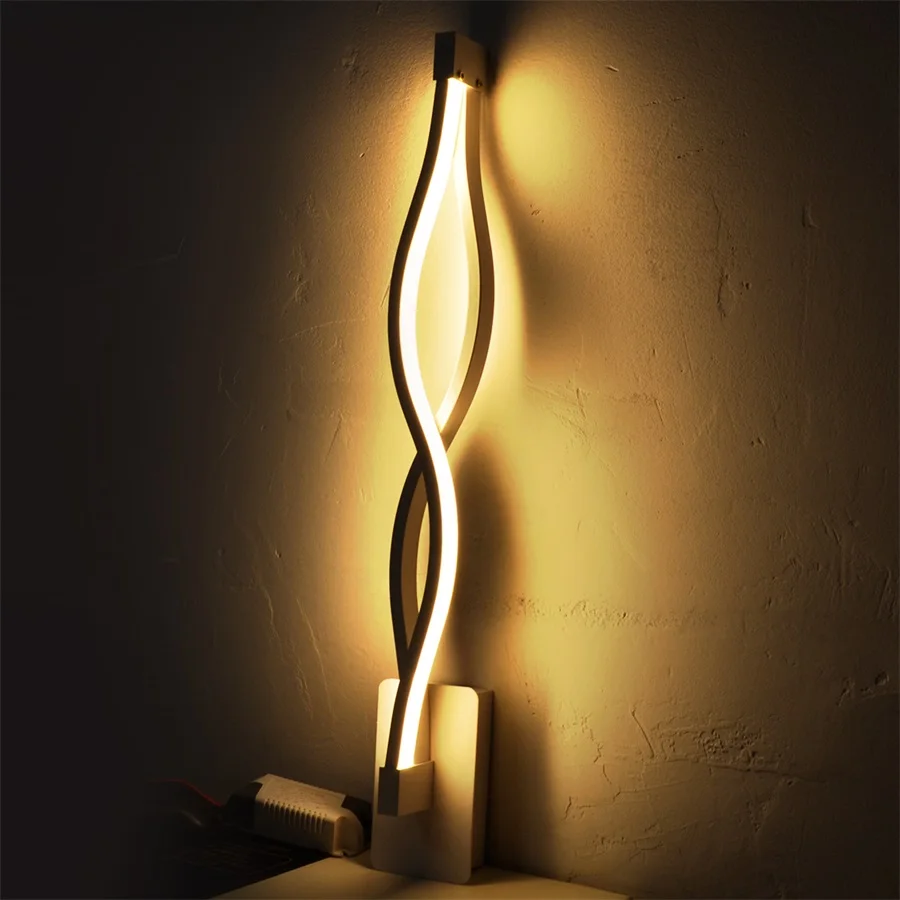 

White Wall Lamp Modern 16W LED Lights Bedroom Bedside Wall Light 6000K 85-265V Black Creative Hotel Aisle Room Lighting Decor