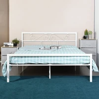 full metal bed frame with headboard and footboard metal platform frames no box spring needed white