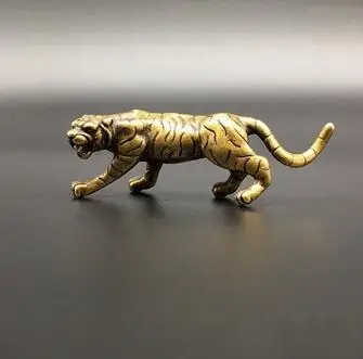 Латунный тигр китайские зодиаки животные Твердый латунный маленький орнамент
